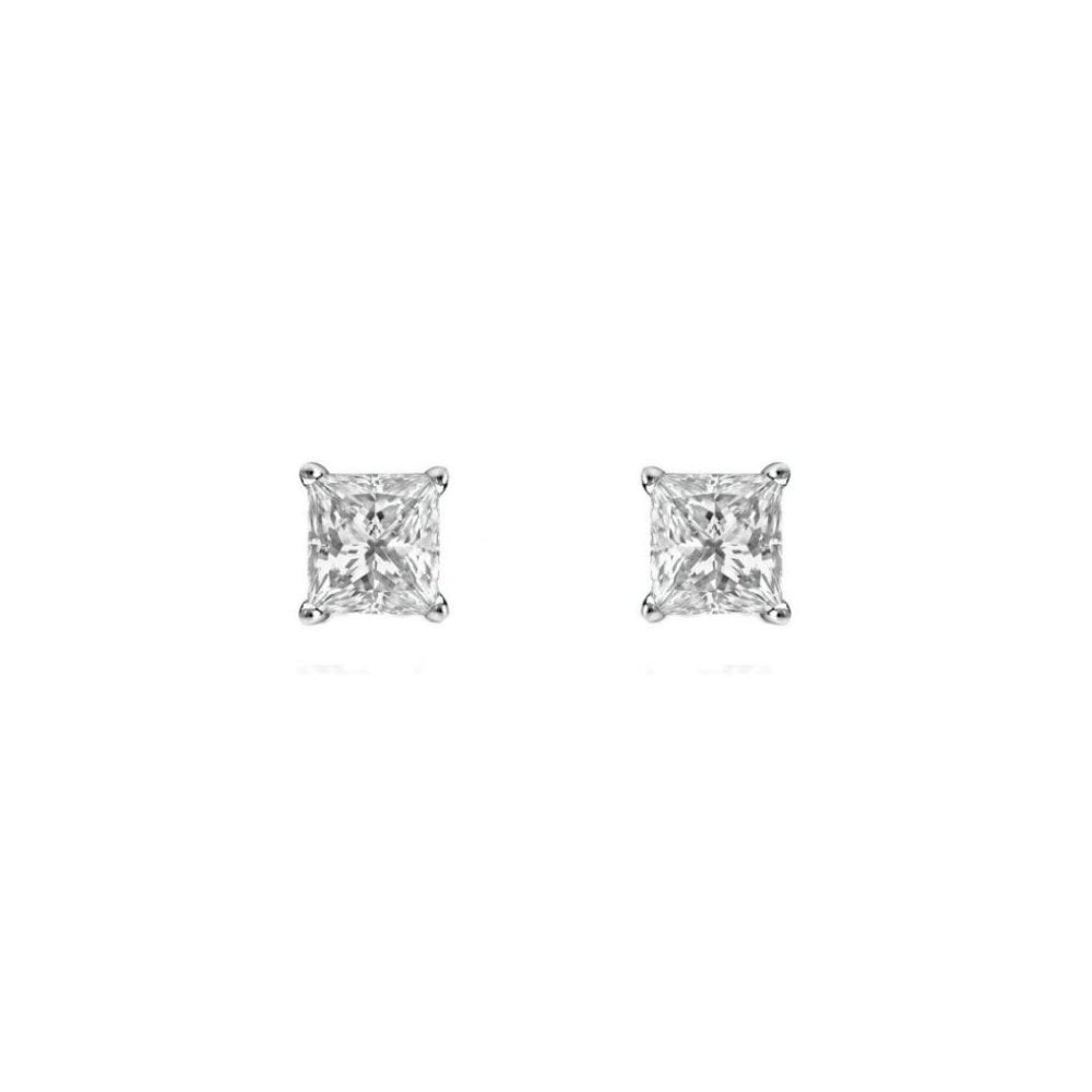 Platinum 0.70ct F VS1 GIA princess cut diamond stud earrings