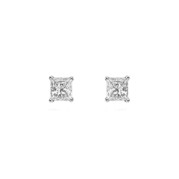 Platinum 0.70ct F VS1 GIA princess cut diamond stud earrings