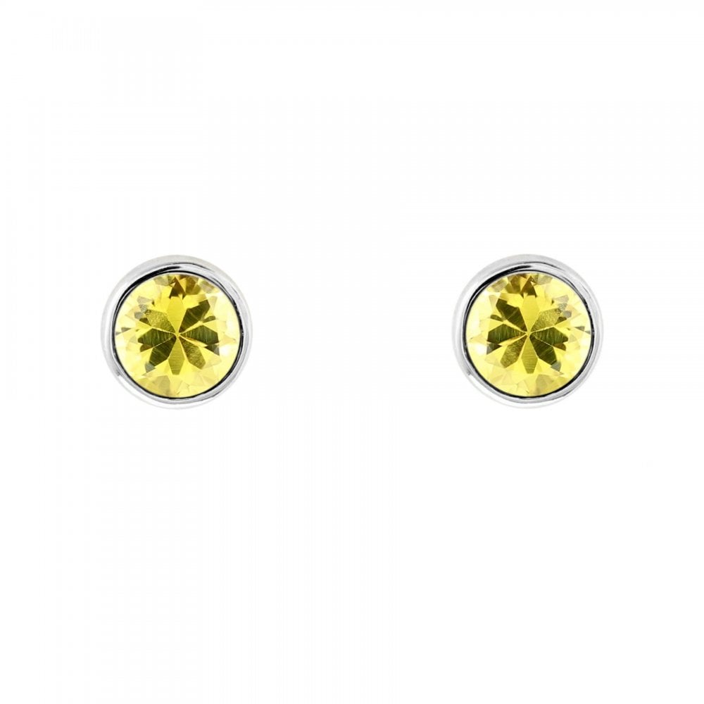 18ct white gold 5mm x 5mm yellow sapphire stud earrings