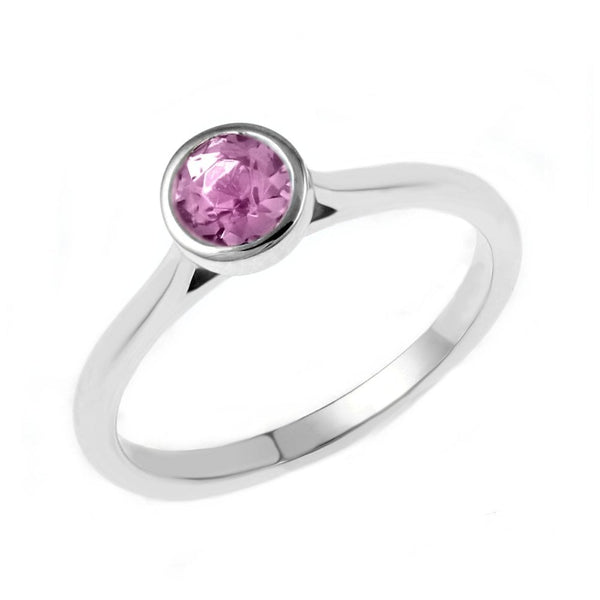 Platinum 0.67ct round pink sapphire ring
