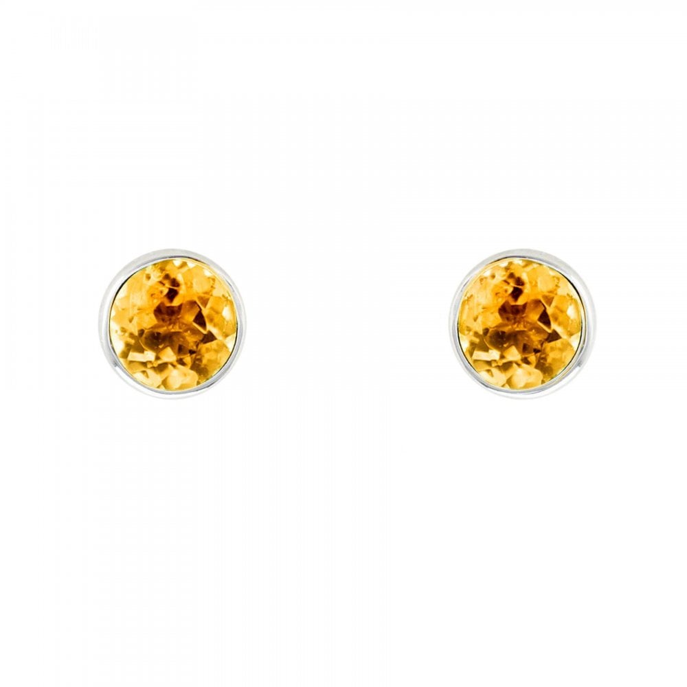 Platinum 5mm x 5mm citrine stud earrings