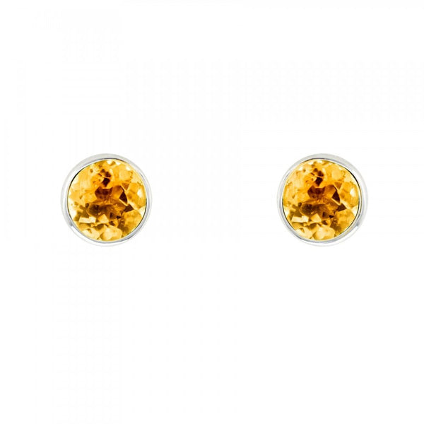Platinum 5mm x 5mm citrine stud earrings
