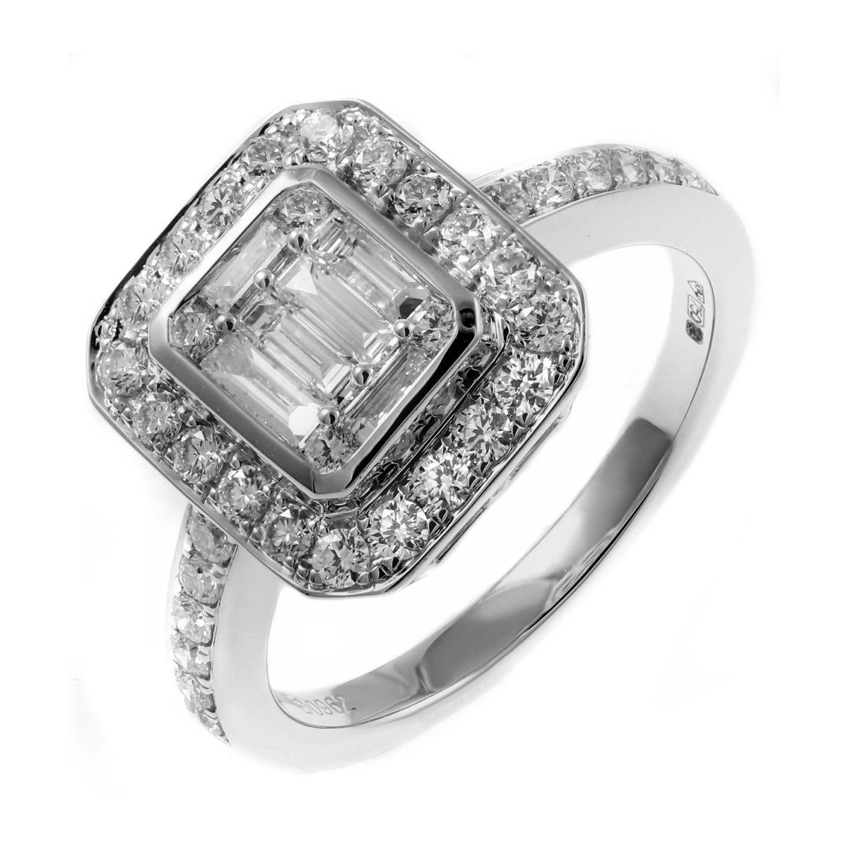 Platinum 0.93ct diamond Art Deco style cluster ring