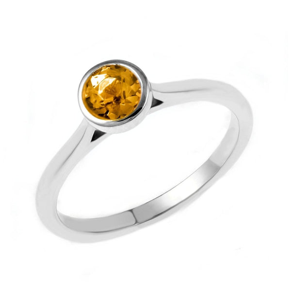 Platinum 0.43ct round citrine ring