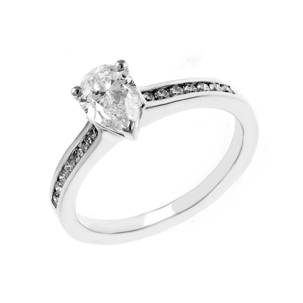 Platinum 0.70ct D VS2 EGL pear diamond ring