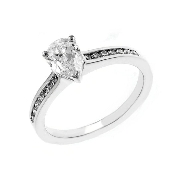 Platinum 0.70ct D VS2 EGL pear diamond ring