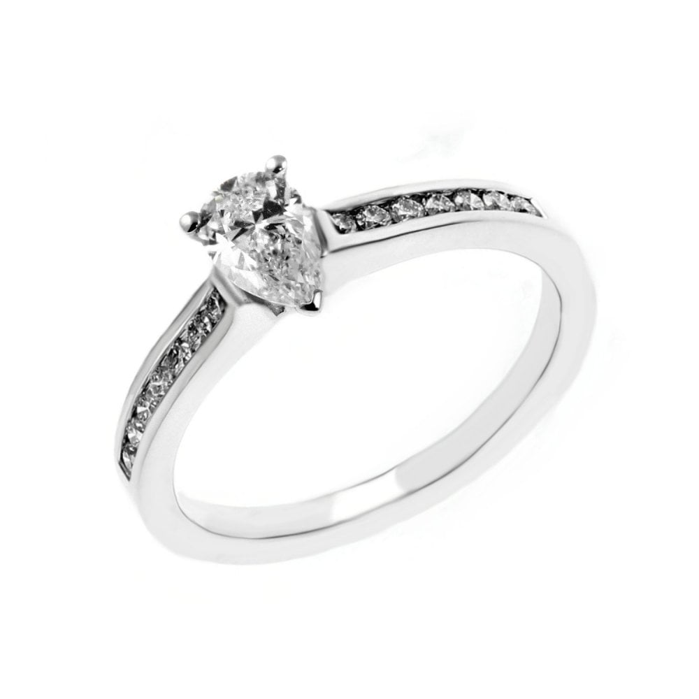 Platinum 0.36ct D VS1 GIA pear diamond ring