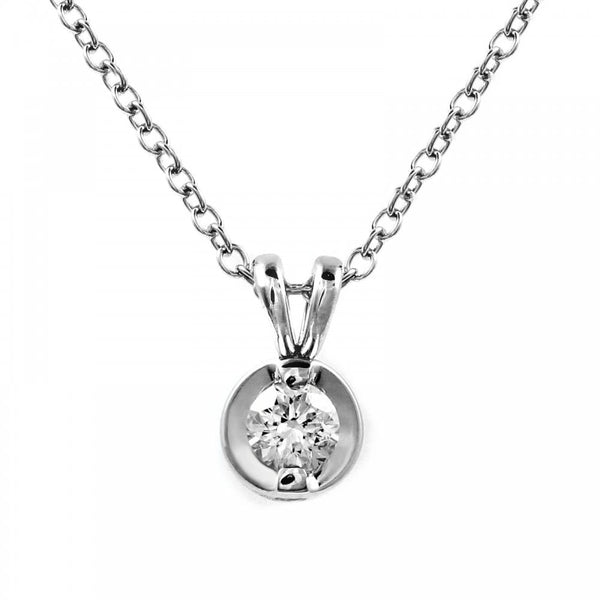 18ct white gold 0.66ct round brilliant cut diamond pendant