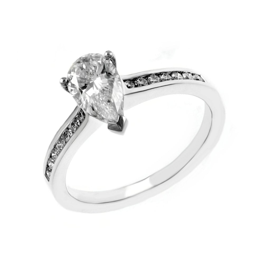 Platinum 1.01ct E SI1 GIA pear diamond ring