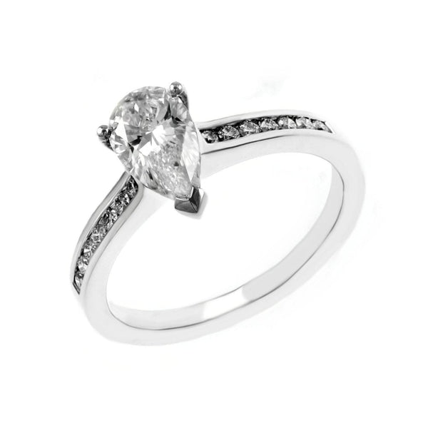 Platinum 1.01ct E SI1 GIA pear diamond ring