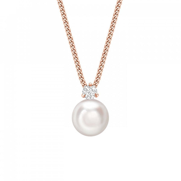 18ct rose gold 8mm Akoya pearl & 0.10ct diamond pendant