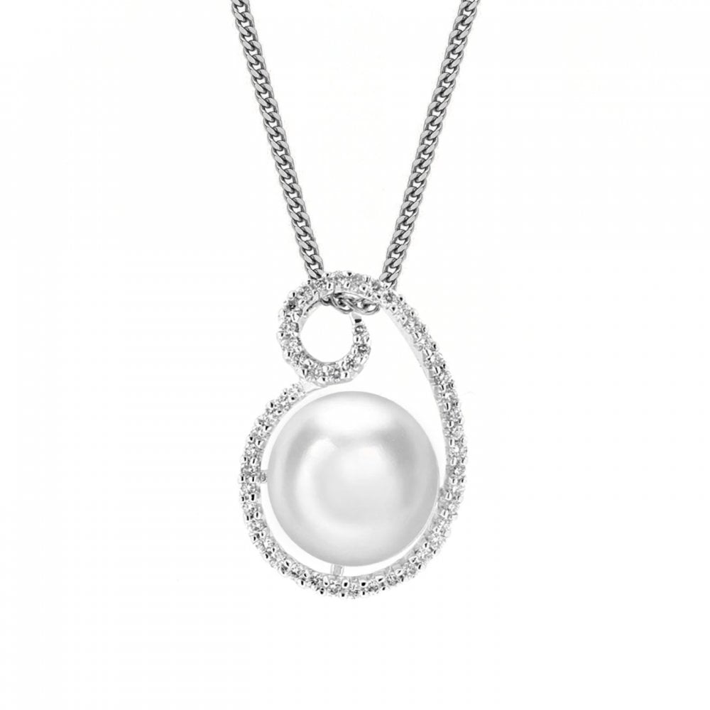 18ct white gold South Sea pearl & 0.29ct diamond pendant