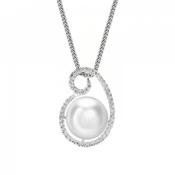 18ct white gold South Sea pearl & 0.29ct diamond pendant