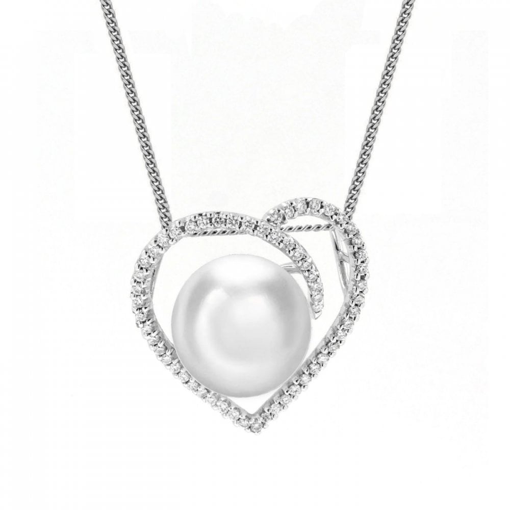 18ct white gold 11mm x 11.5mm South Sea pearl & diamond pendant