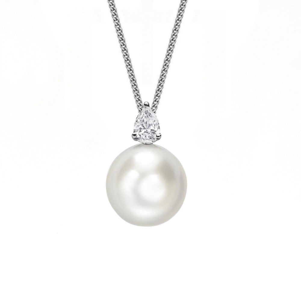 18ct white gold 11.5mm South Sea pearl & 0.50ct diamond pendant