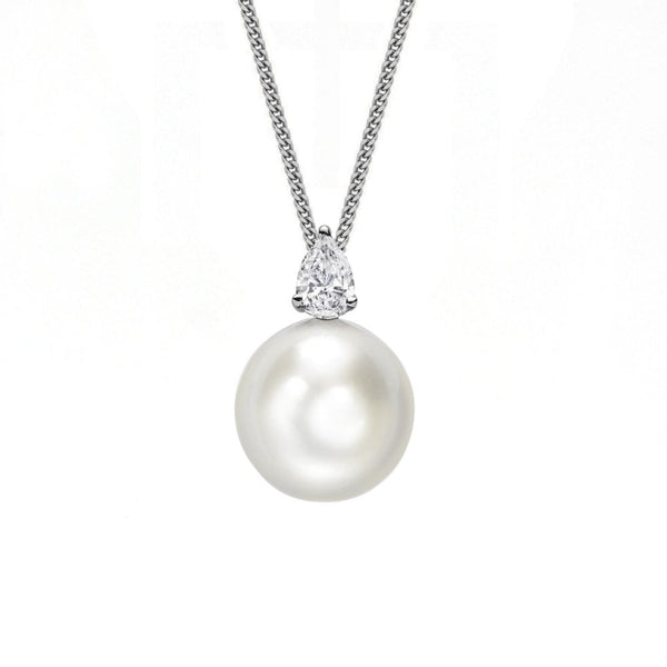 18ct white gold 11.5mm South Sea pearl & 0.50ct diamond pendant