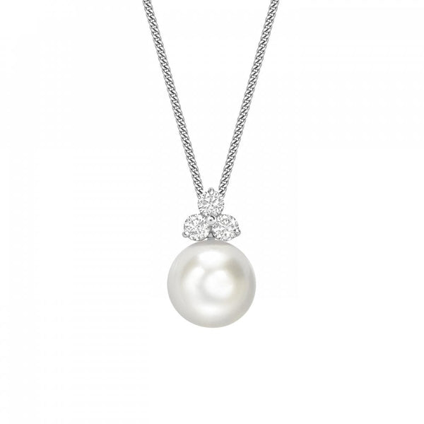 18ct white gold 12.4mm South Sea pearl & 0.51ct diamond pendant