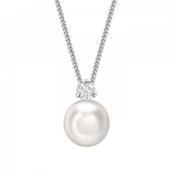18ct white gold 12mm AAA South Sea pearl 0.45ct diamond pendant