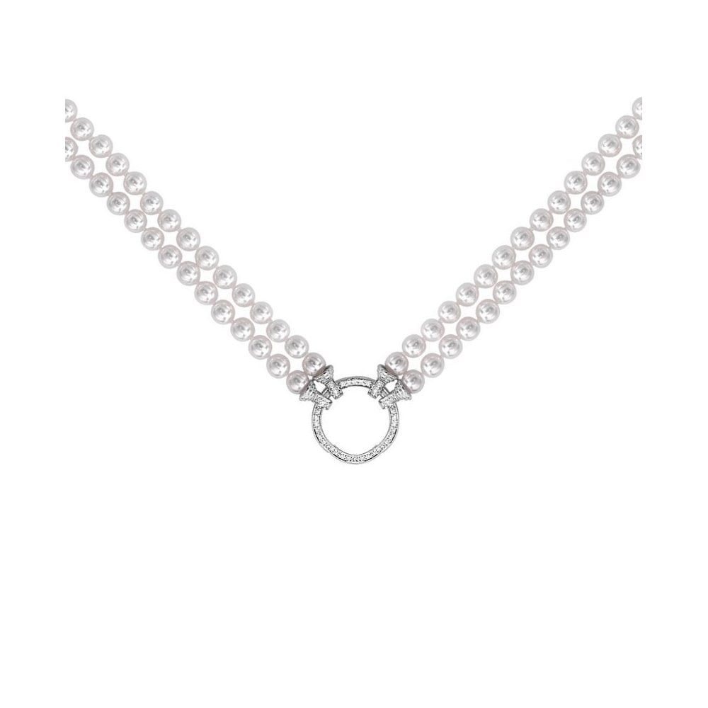 18ct white gold 9mm x 9.5mm Akoya pearl 0.65ct diamond necklace