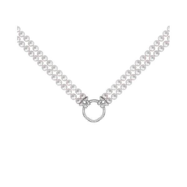 18ct white gold 9mm x 9.5mm Akoya pearl 0.65ct diamond necklace
