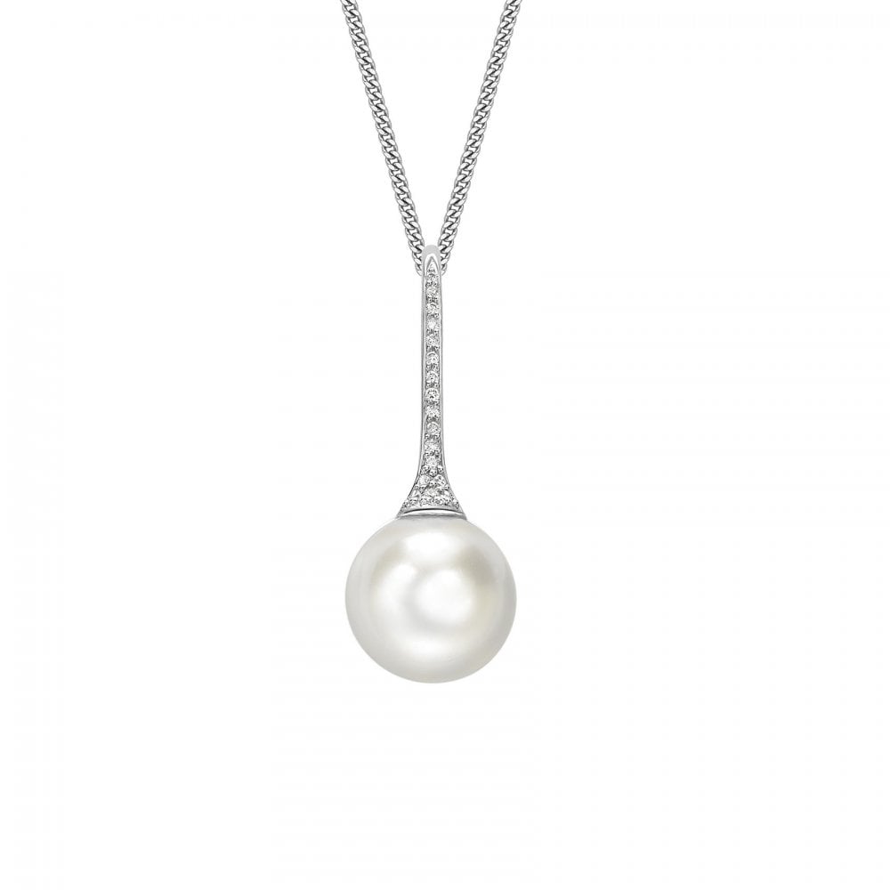 18ct white gold 10mm x 10.5mm South Sea pearl & 0.06ct pendant