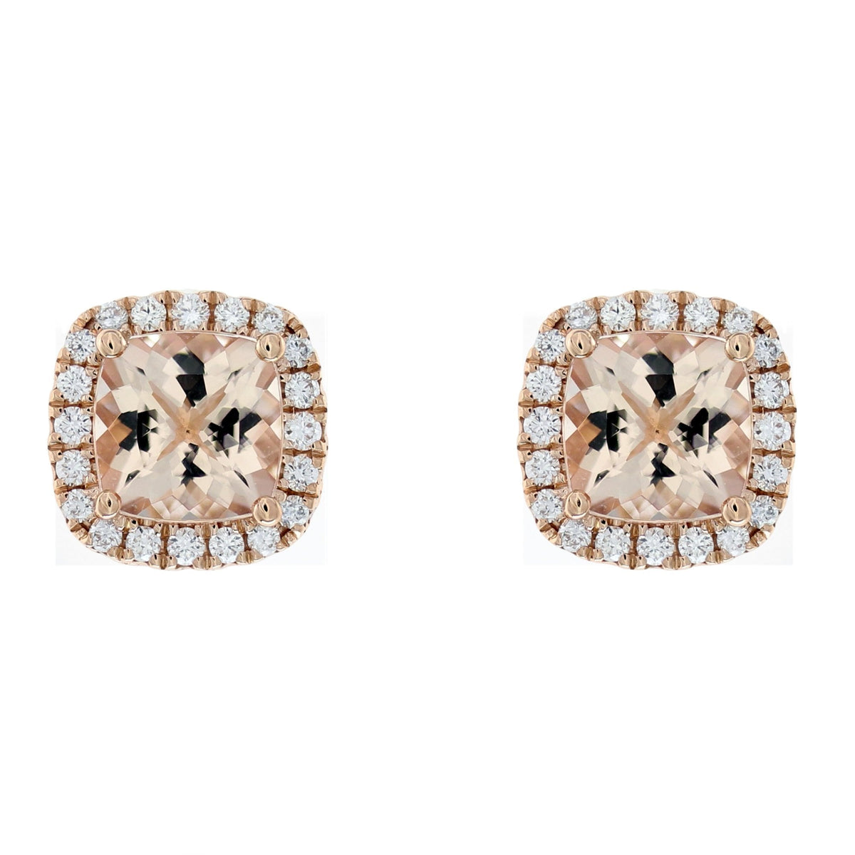 18ct rose gold 3.85ct morganite & 0.51ct diamond earrings