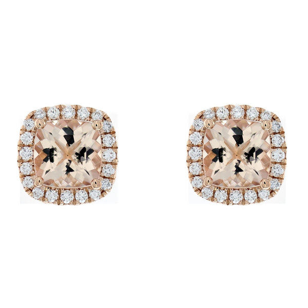 18ct rose gold 3.85ct morganite & 0.51ct diamond earrings