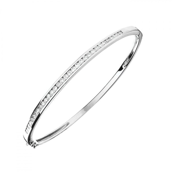18ct white gold 1.00ct round brilliant cut diamond bangle