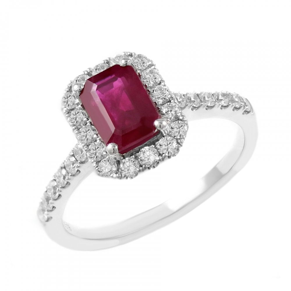 Platinum 1.19ct ruby & 0.50ct diamond cluster ring