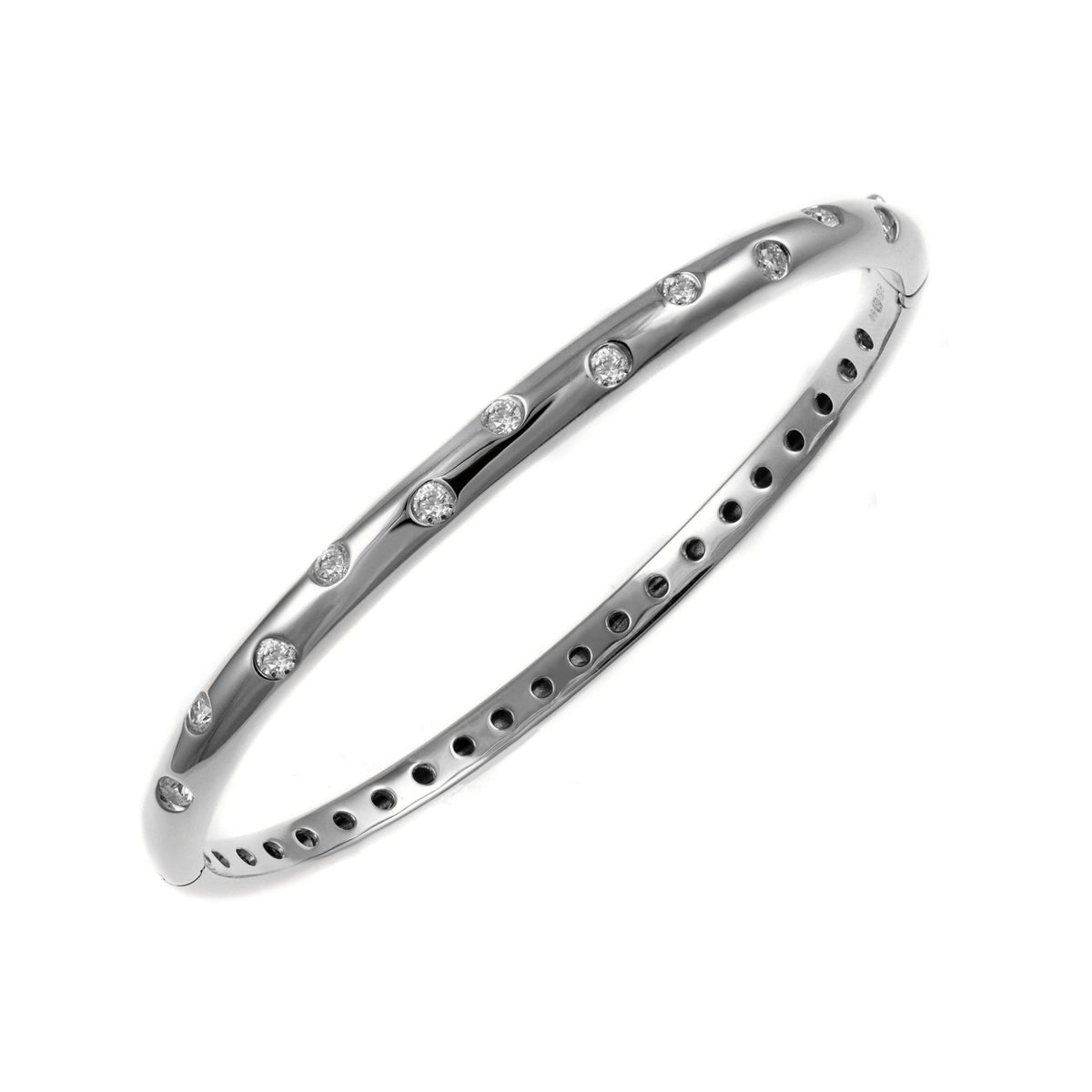 18ct white gold 0.53ct round brilliant cut diamond set bangle