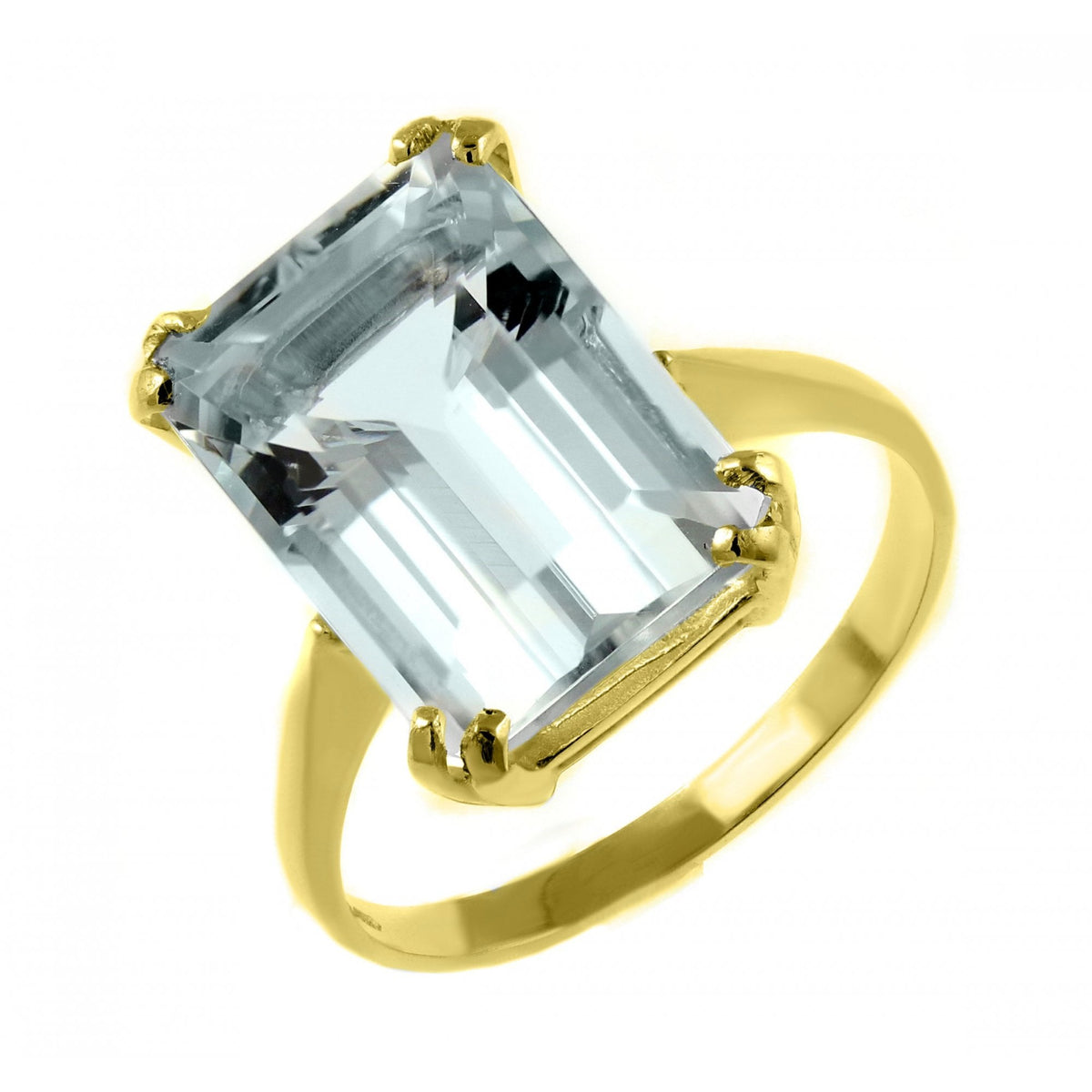 9ct yellow gold 14x10mm emerald cut aquamarine ring