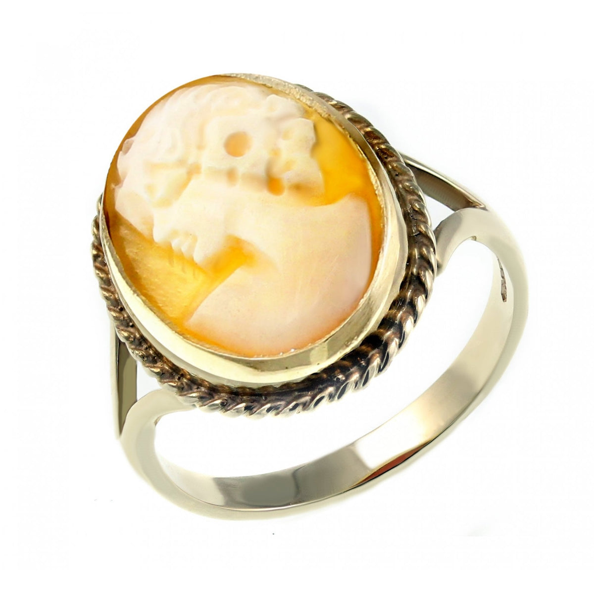 9ct yellow gold 14mm x 10mm oval cameo ring