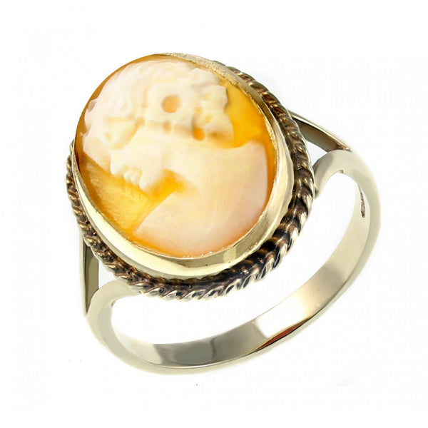 9ct yellow gold 14mm x 10mm oval cameo ring