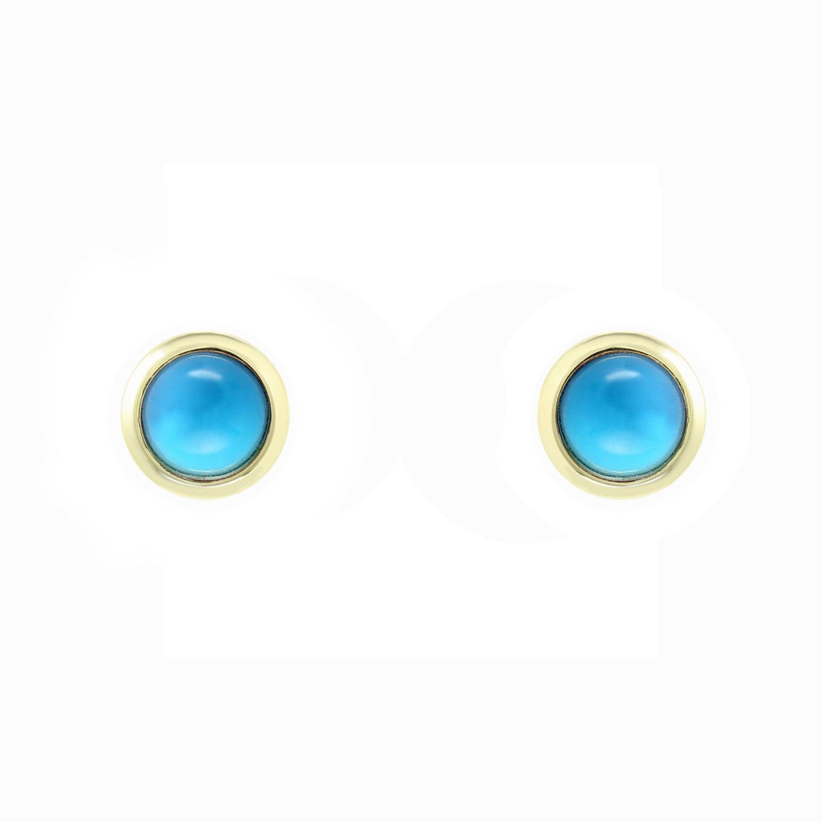 9ct yellow gold 6mm x 6mm round turquoise stud earrings