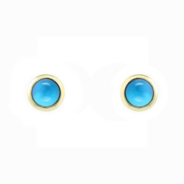 9ct yellow gold 6mm x 6mm round turquoise stud earrings