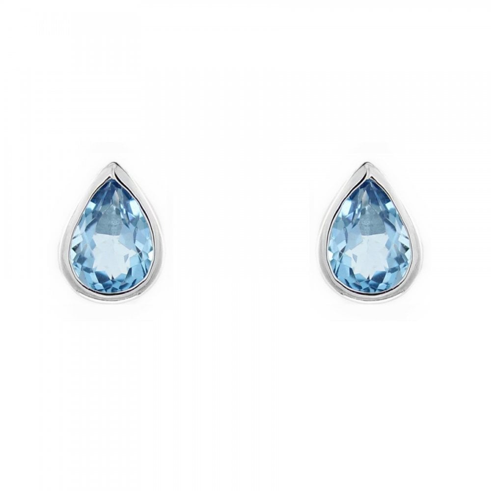 9ct white gold 7mm x 5mm pear blue topaz stud earrings