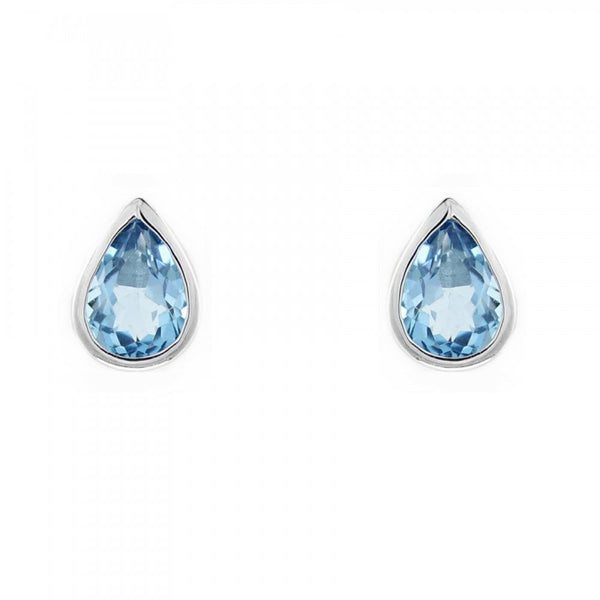 9ct white gold 7mm x 5mm pear blue topaz stud earrings