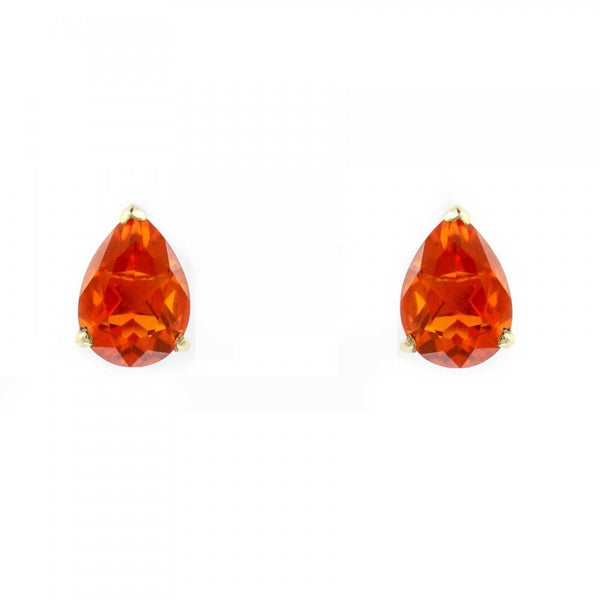 9ct yellow gold 7mm x 5mm pear fire opal stud earrings