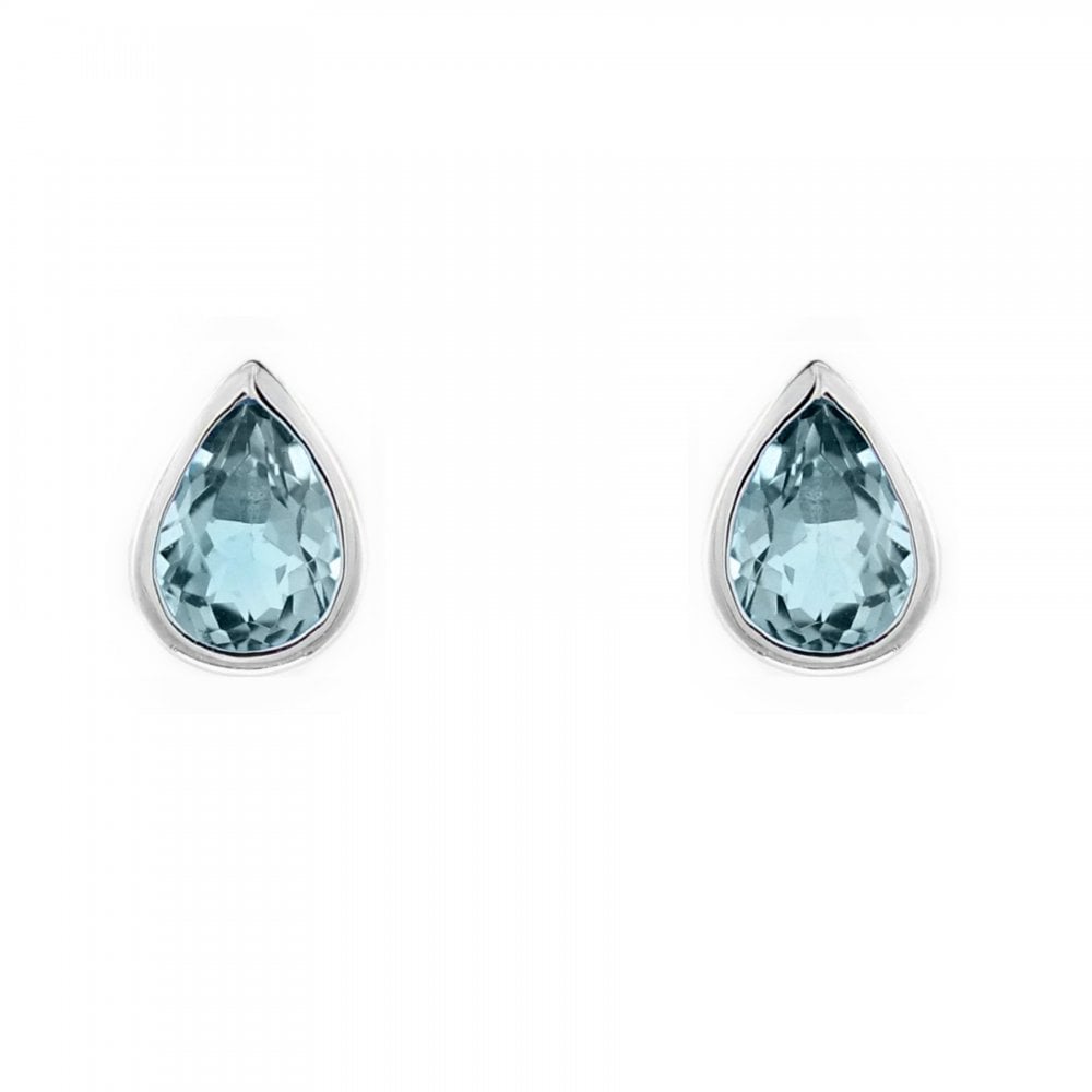 9ct white gold 6mm x 4mm pear aquamarine stud earrings