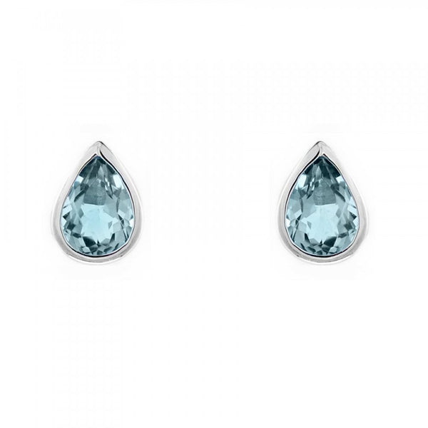 9ct white gold 6mm x 4mm pear aquamarine stud earrings