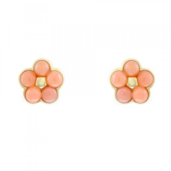 9ct yellow gold 9mm x 9mm coral flower cluster stud earrings