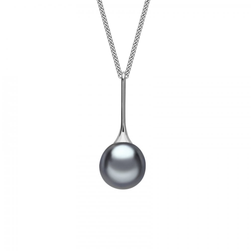 18ct white gold 10.5mm x 11mm Tahitian pearl & diamond pendant