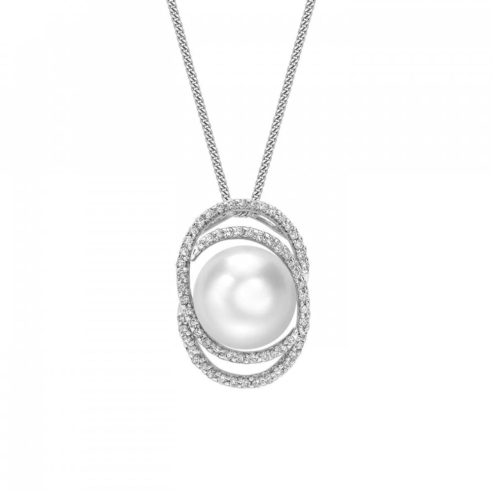 18ct white gold 11mm x 11.5mm South Sea pearl & diamond pendant
