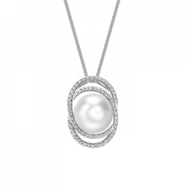 18ct white gold 11mm x 11.5mm South Sea pearl & diamond pendant