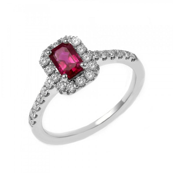 Platinum 0.60ct ruby & 0.41ct diamond cluster ring