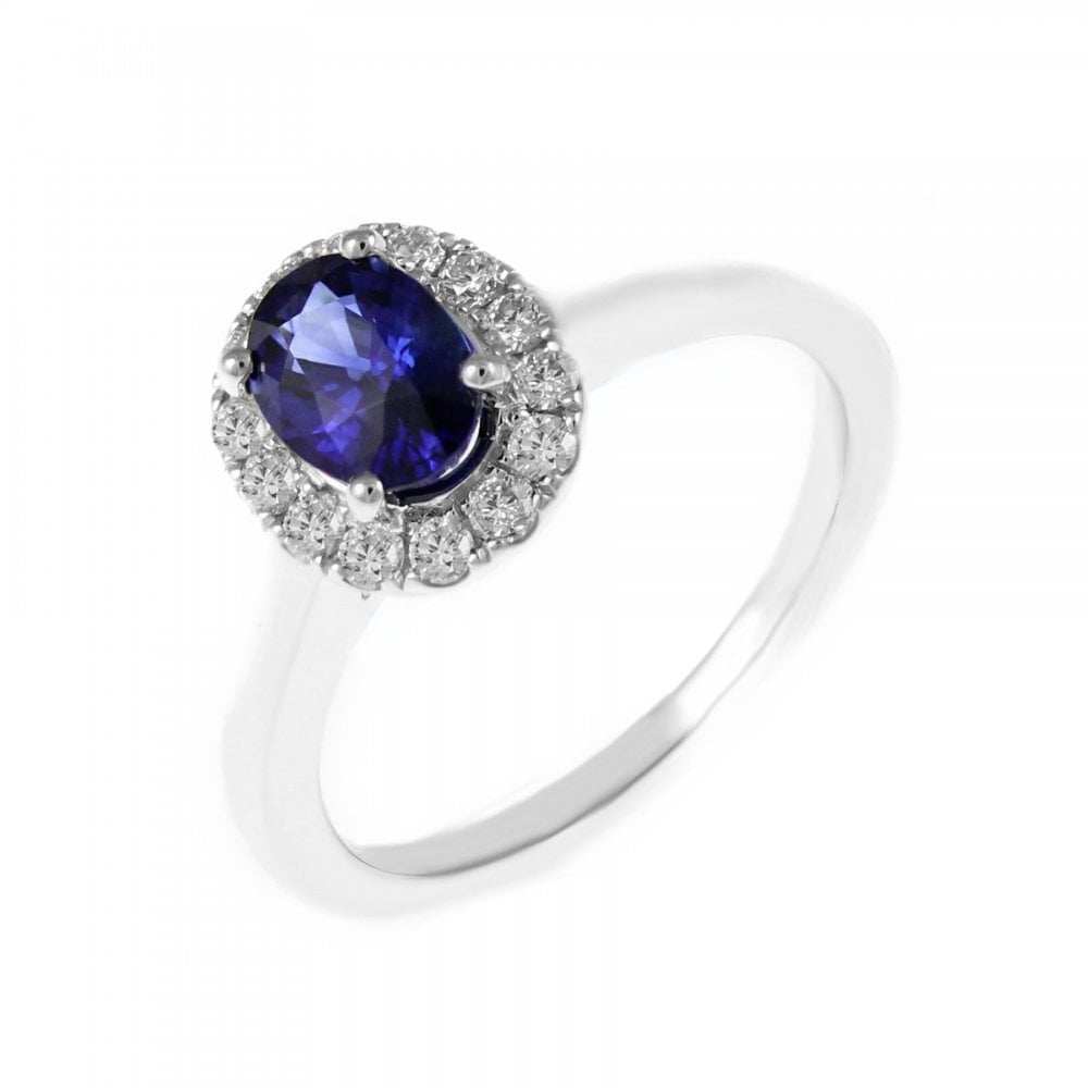 Platinum 1.05ct sapphire & 0.25ct diamond cluster ring