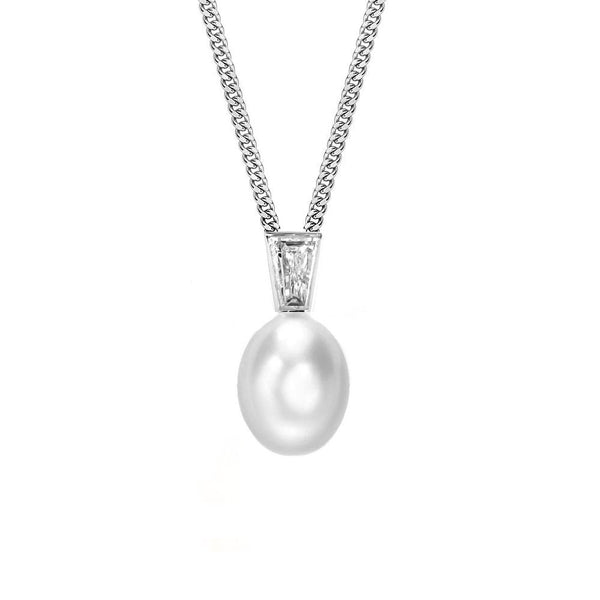 18ct white gold 12mm South Sea pearl & 0.52ct diamond pendant