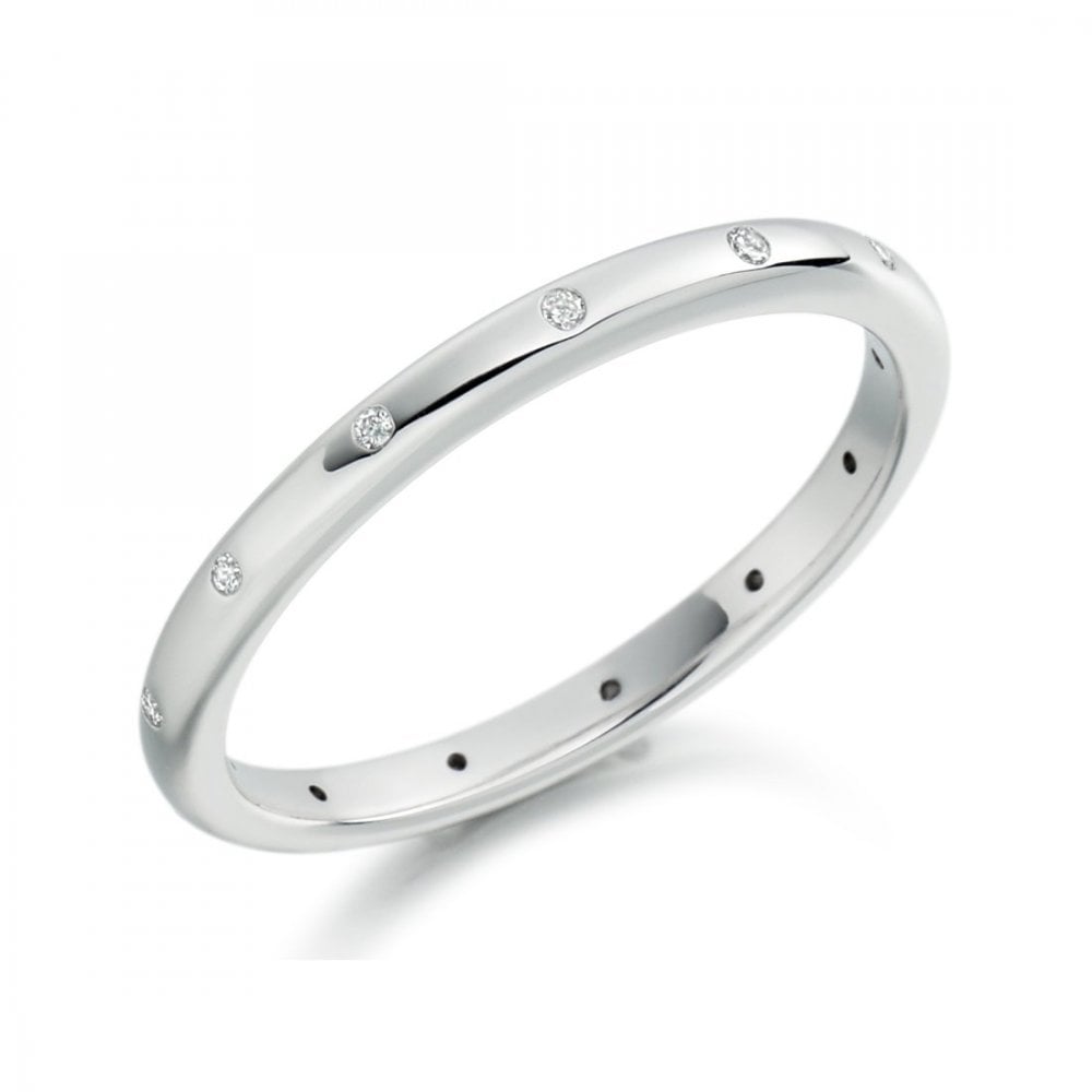 Platinum 2.5mm 0.24ct diamond court wedding ring