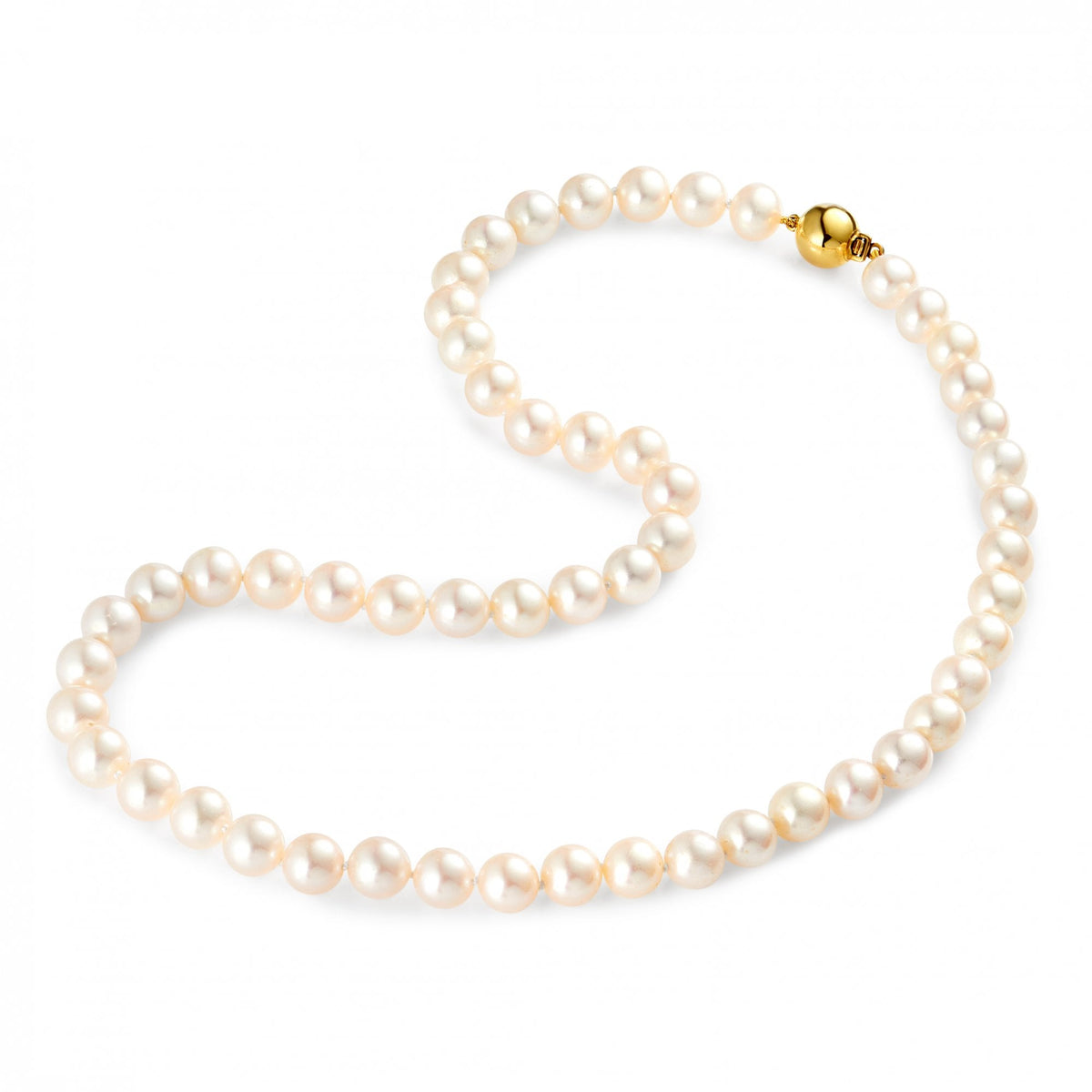 18ct yellow gold 24" 5.5mm x 6mm AAA Akoya pearl necklace