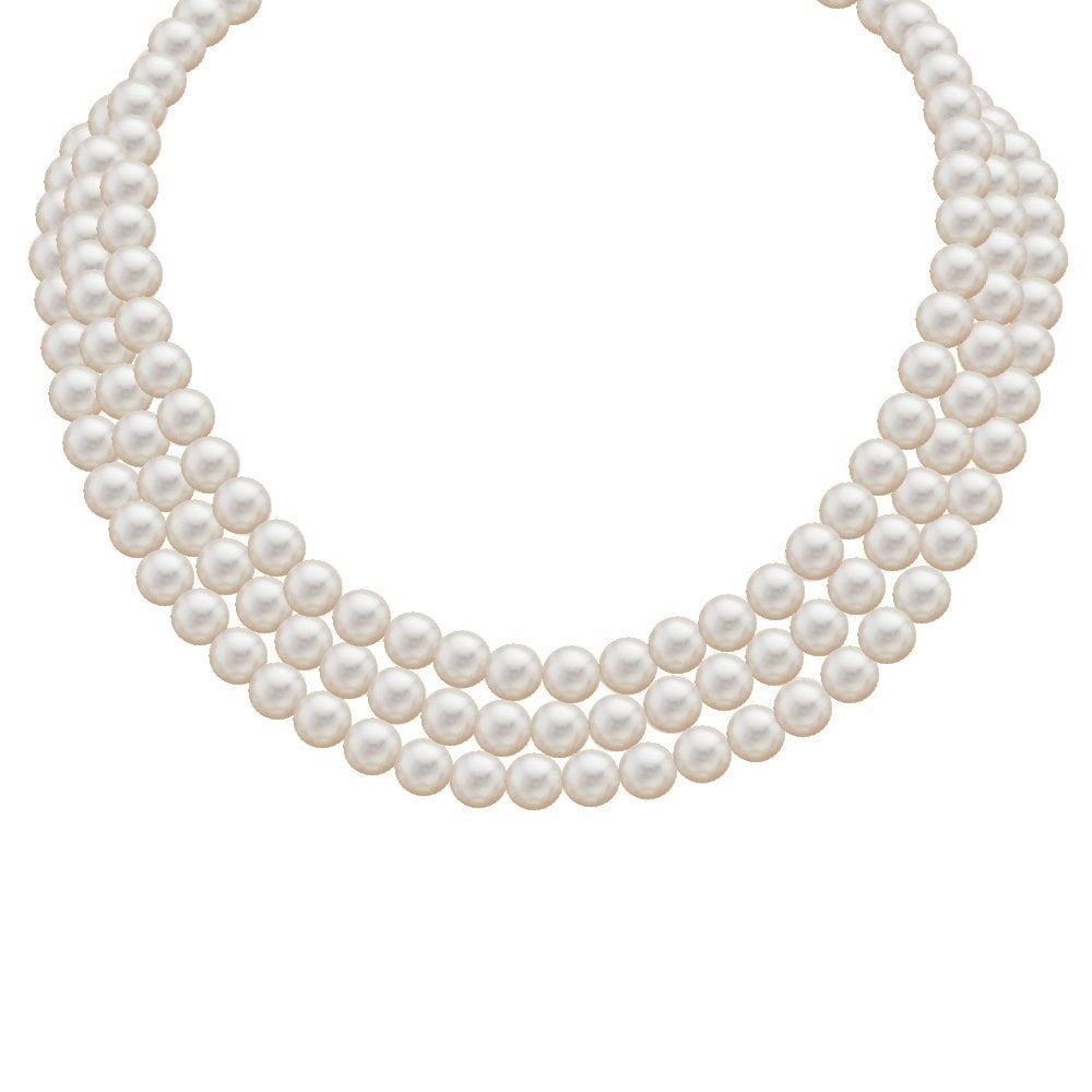 18ct white gold 18" 6.5mm x 7.0mm AAA Akoya pearl 3 row necklace